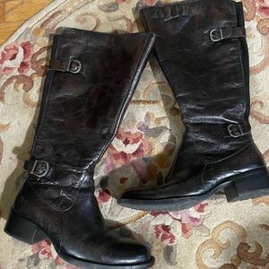 Born Chocolate Leather Heeled Boots